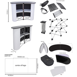 定制印刷便携式弹出式桌子可折叠铝制接收展示架促销柜台 - Product Image 4