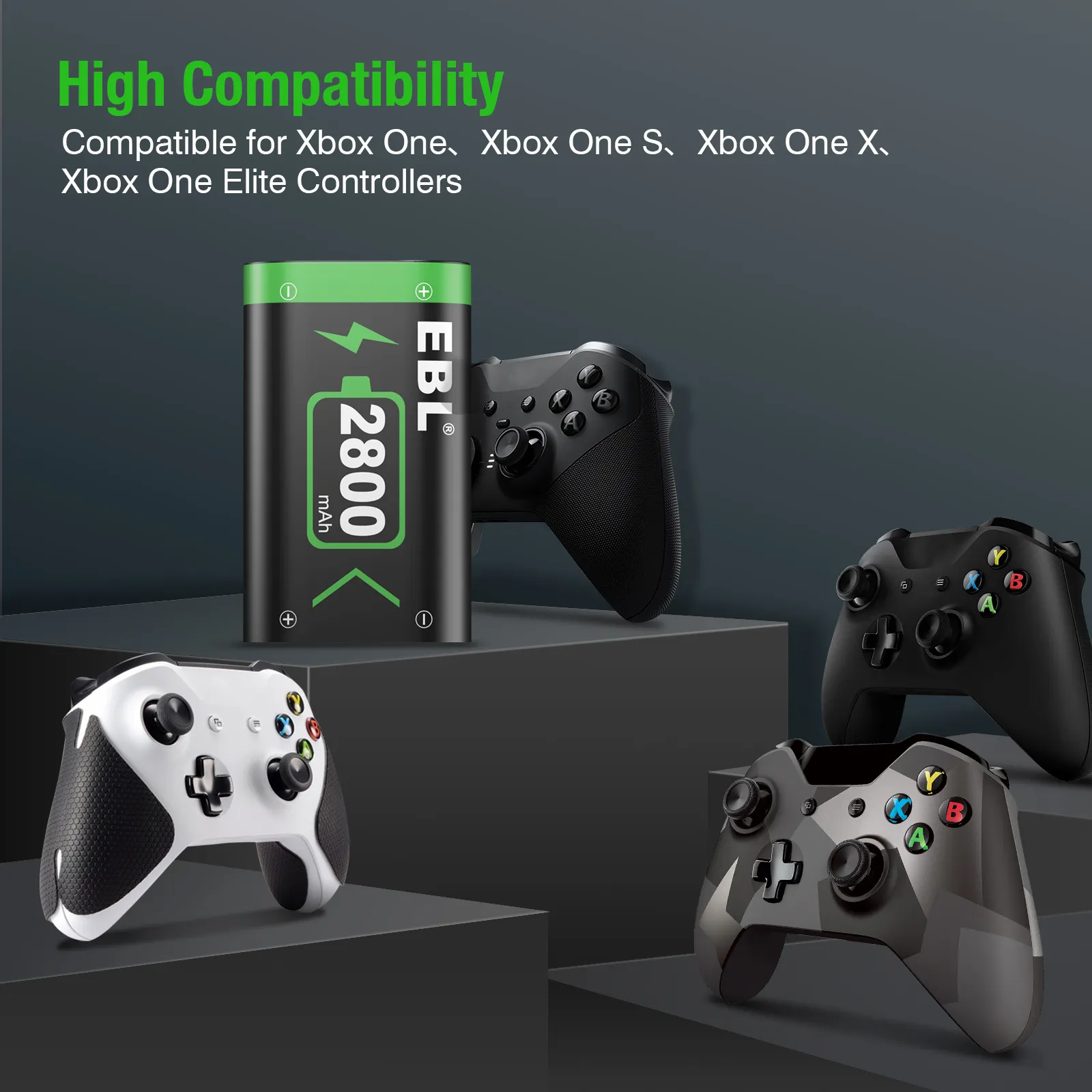 خلية بطارية قابلة للشحن EBL USB متوافقة مع وحدات تحكم Xbox One