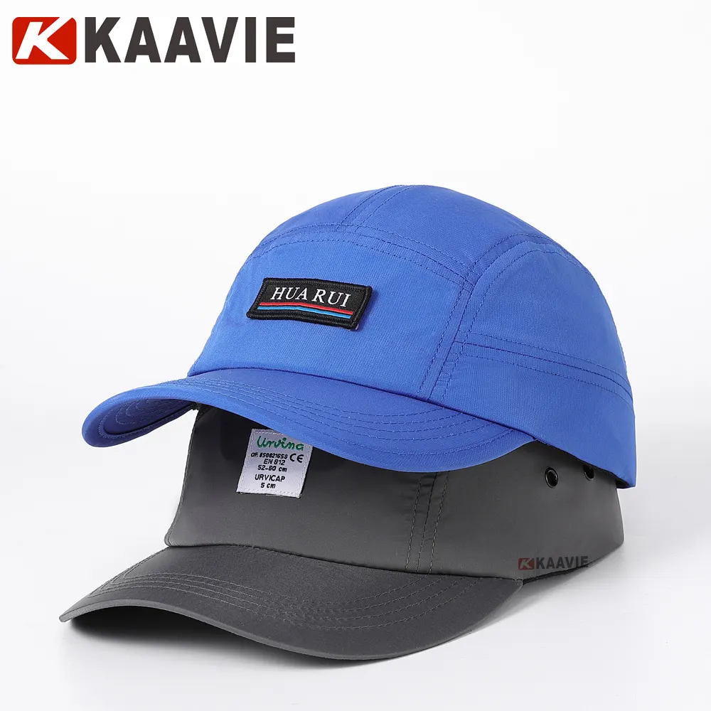 Custom hat high quality comfortable curved brim print caps corduroy wholesale kids 5 panel camp hat with metal plate caps