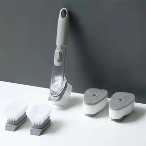皿、キッチン、食器付きバスルームを掃除するための<span class=keywords><strong>2</strong></span> <span class=keywords><strong>in</strong></span> <span class=keywords><strong>1</strong></span>家庭用グリップ石鹸ディスペンシング皿ブラシスクラバー
