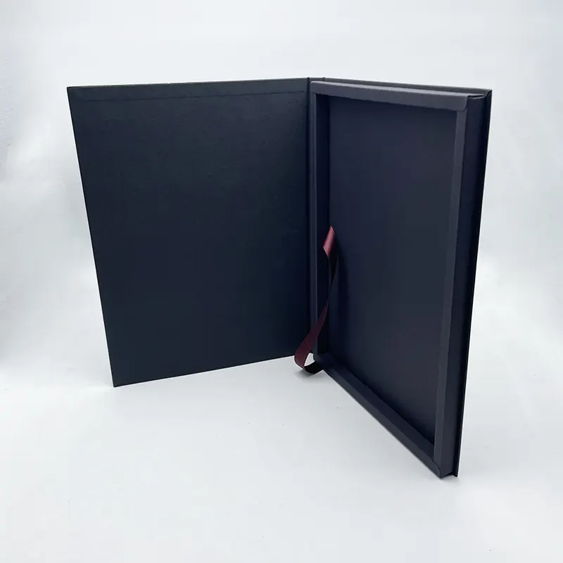 Produttore di imballaggi OEM scatola di File A4 in carta nera opaca personalizzata