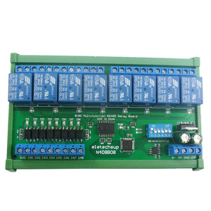 Módulo de relé Modbus RTU, Caja de carril UART RS485, tablero de interruptor de Control, CC de 12V, 24V, 8 entradas y 8 salidas DIN35 C45