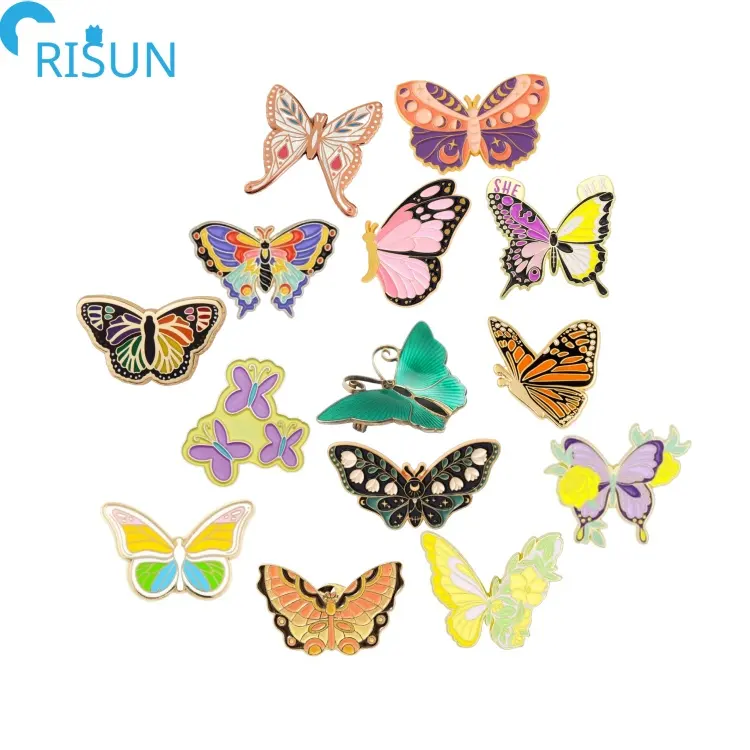 Souvenirs Customized Soft Enamel butterfly Lapel Pins Badges Brooches Custom butterfly Enamel Pin