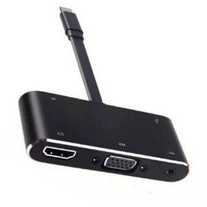 5 in 1 tip C Hub USB C HDTV VGA USB3.0 PD bilgisayar monitörü için 3.5mm ses AV dönüştürücü telefon hoparlör kamera - Product Image 1