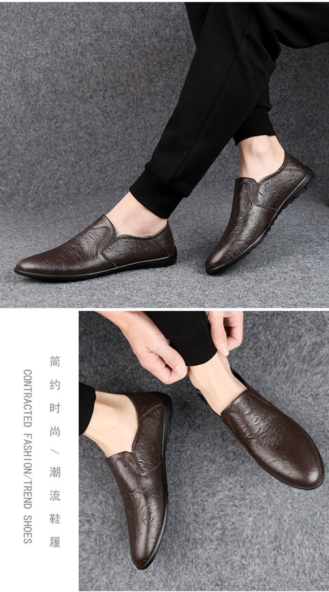 Genuine Leather Cow Skin Loafer Shoe for Men Brown S219-3410 14 PRISTINE