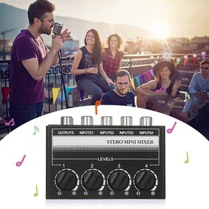 Mini Stereo <strong>4</strong> Channel Passive Mixer RCA Portable Audio Mixer <strong>1</strong> in <strong>4</strong> Out Stereo <strong>Distributor</strong> Volume Control, No Battery Required - Product Image 3