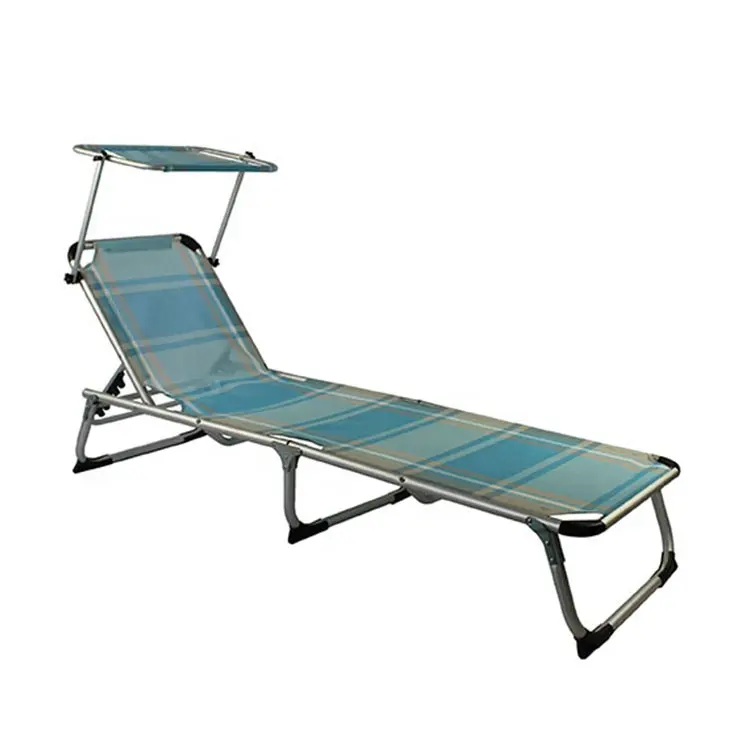 Esterno In Alluminio Pieghevole Sun Beach Letto Chaise Longuer Sedia con Baldacchino