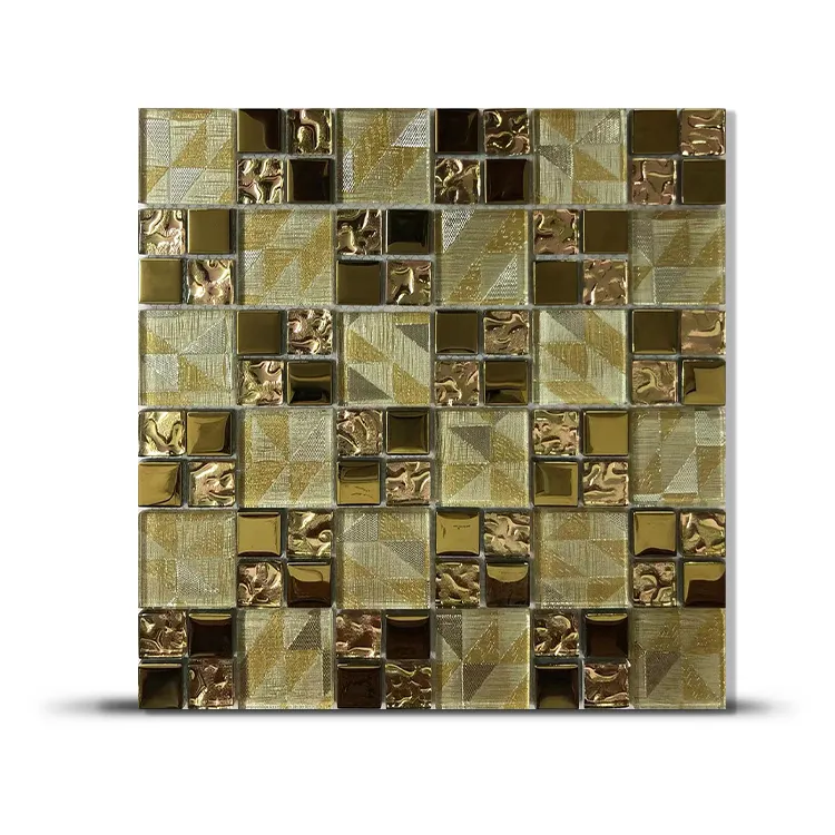 Lussuose ed eleganti tessere di mosaico in vetro alluminio spazzolato marrone Emperador Craft Home Decor rivestimento interno per piastrelle da parete