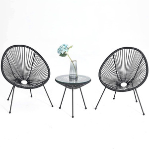 Dış mekan mobilyası 3 adet bahçe Bistro Acapulco yumurta dize sandalye ve masa kiti Rattan hasır Papasan 1 veranda masası 2 sandalye setleri - Product Image 5