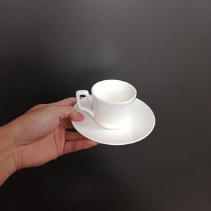 AOOSY Bone china Small Tea Cup and Saucers,White Demitasse Espresso Cups,125ml Italian Short Coffee Cup