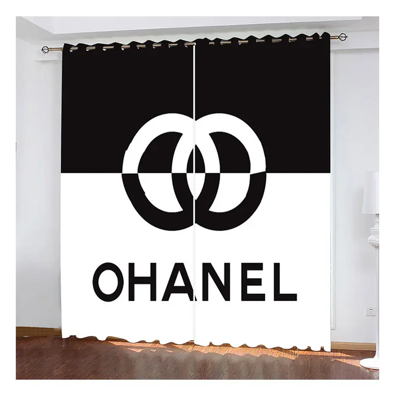 Luxury Window 3D Print Designer Brand Logo Curtains Child Adult Windows Blackout Curtain For Bedroom Decor