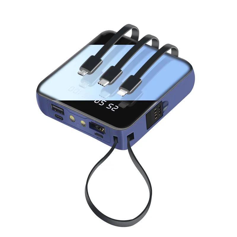 Eingebaute 3in 1 Kabel schlanke Mini-Li-Polymer USB Typ C Design benutzer definierte OEM Laptop tragbare Handy-Ladegerät 10000mah Power Bank