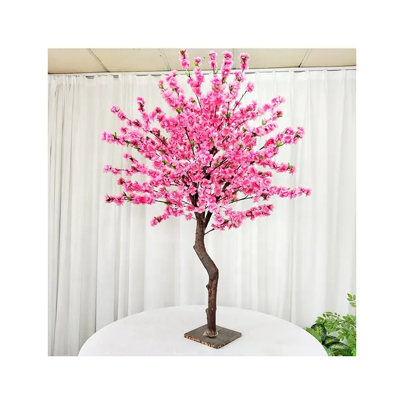 Personalizado Interior Decoração Ao Ar Livre Pequena Sakura Table Tree Grande Branco Rosa Artificial plástico Cherry ou Peach Blossom Flower Tree