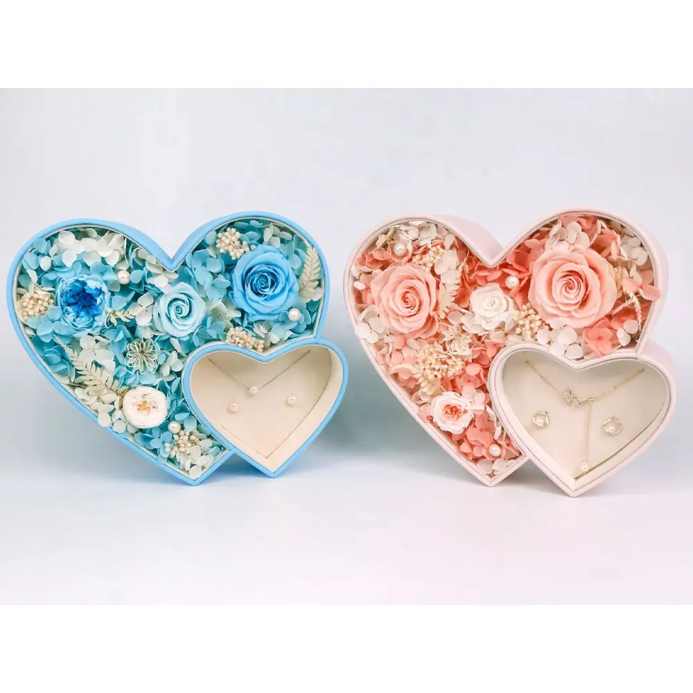 San valentino carta di lusso matrimonio a forma di cuore mano multi-funzione deposito gioielli amore eterno imballaggio scatole regalo fiore personalizzato