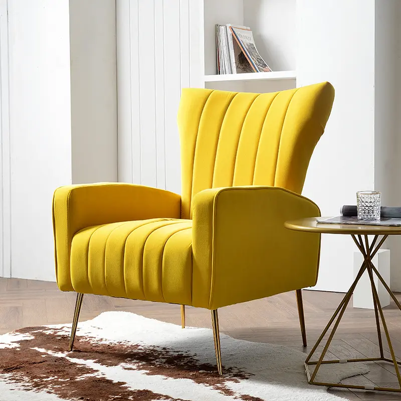 Sofá nórdico de terciopelo y Metal, silla de oficina moderna y tapizada de lujo, mueble seccional para sala de estar y jardín, barato