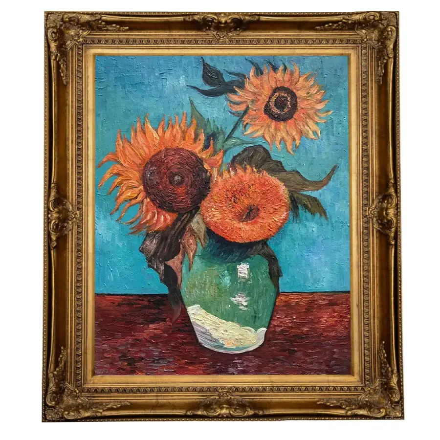 Famous Artist Hand Painted Paintings and Wall Art Reproductions Van Gogh Painting Vase with Three Sunflowers