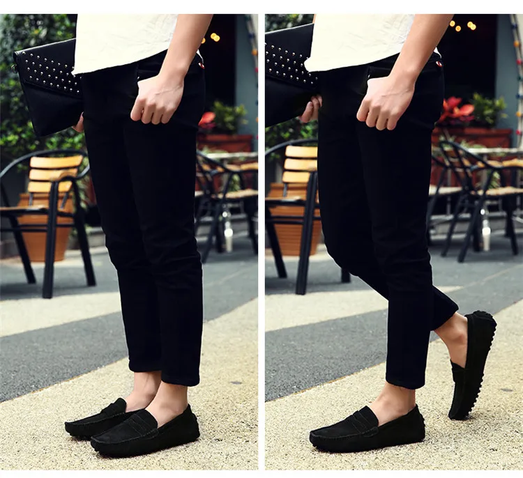 Plus Size 38-49 Pigskin Men Pea Soft Shoes Flats Light Breathable Slip-on Loafers Casual Shoes