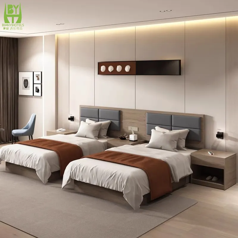 Muebles de habitación de hotel de moda de alta calidad, muebles de habitación de hotel, conjunto de dormitorio de hotel, conjunto de muebles de Resort