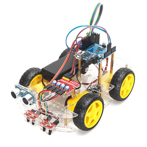 Arduino Uno compatibile Kit intelligente RC-4WD Robot auto con tracciamento della linea ad ultrasuoni e Kit di robotica per la programmazione di evitamento degli ostacoli
