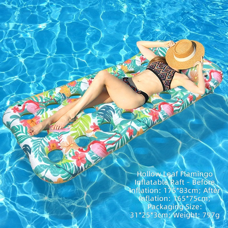 flamingo floating row with leaves in hole-inflatable