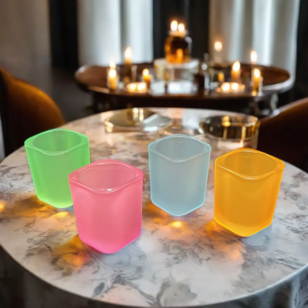 Klassieke 2Oz Square Shot Glow In The Dark Design Voor Bar Party 'S En Wijn Drinken Glaswerk