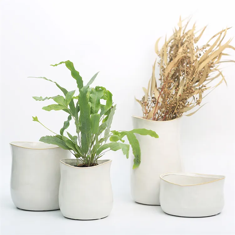 Morden design europa stil weiß keramik töpfe für indoor pflanzen