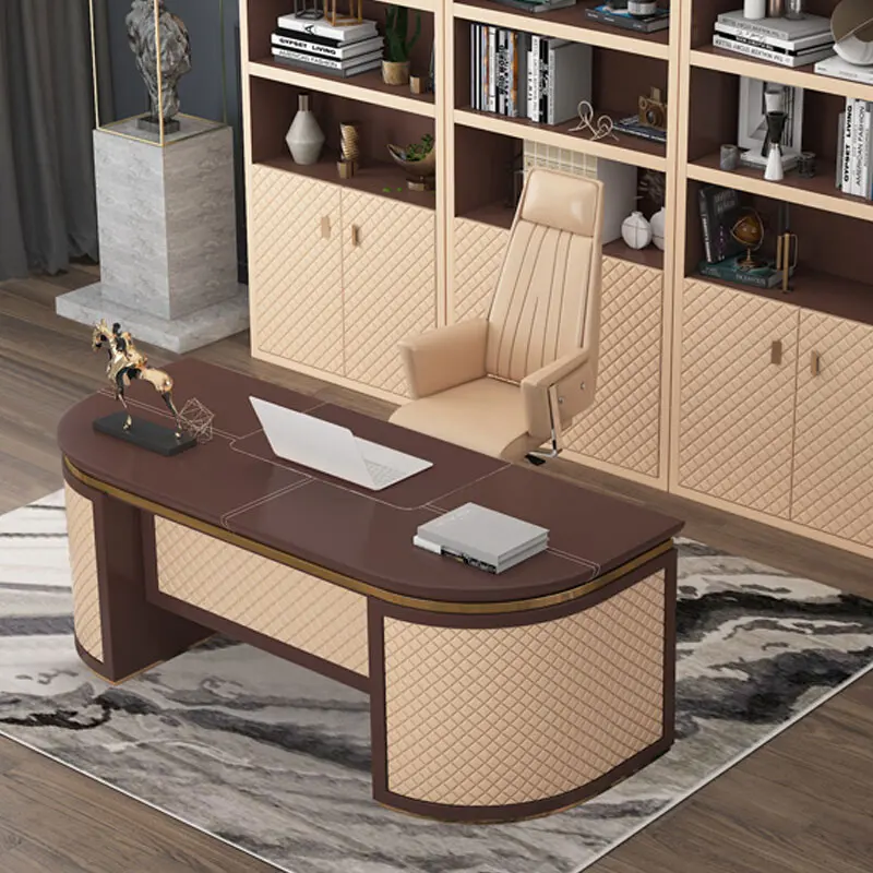 Elegante Ledertasche Design hochwertiger CEO-Schreibtisch moderner Massivholz-Chef Büromöbeltisch