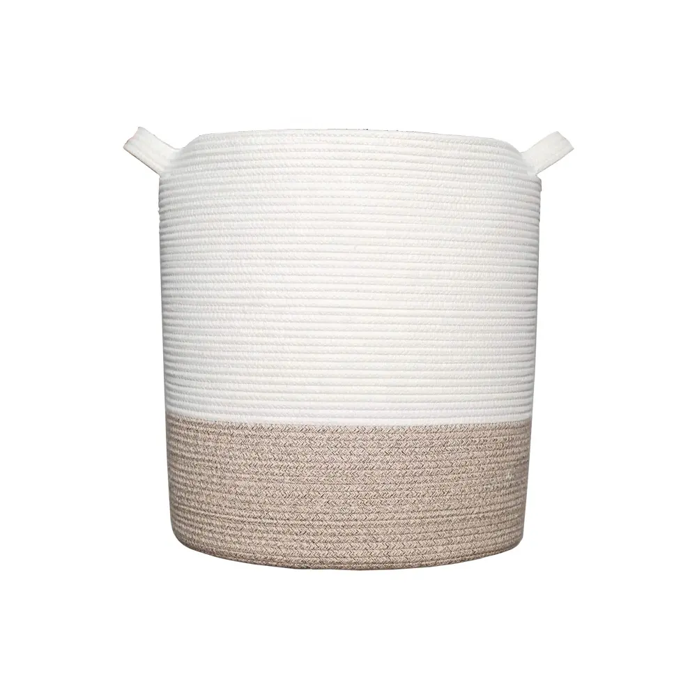 Cesta de armazenamento de corda de algodão personalizada dobrável em tecido arco-íris com alça de venda imperdível