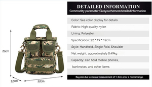 Vintage naylon kamuflaj taktik tek omuz tek kollu çanta Crossbody çanta Commuting erkek kamp yürüyüş avcılık için - Product Image 2