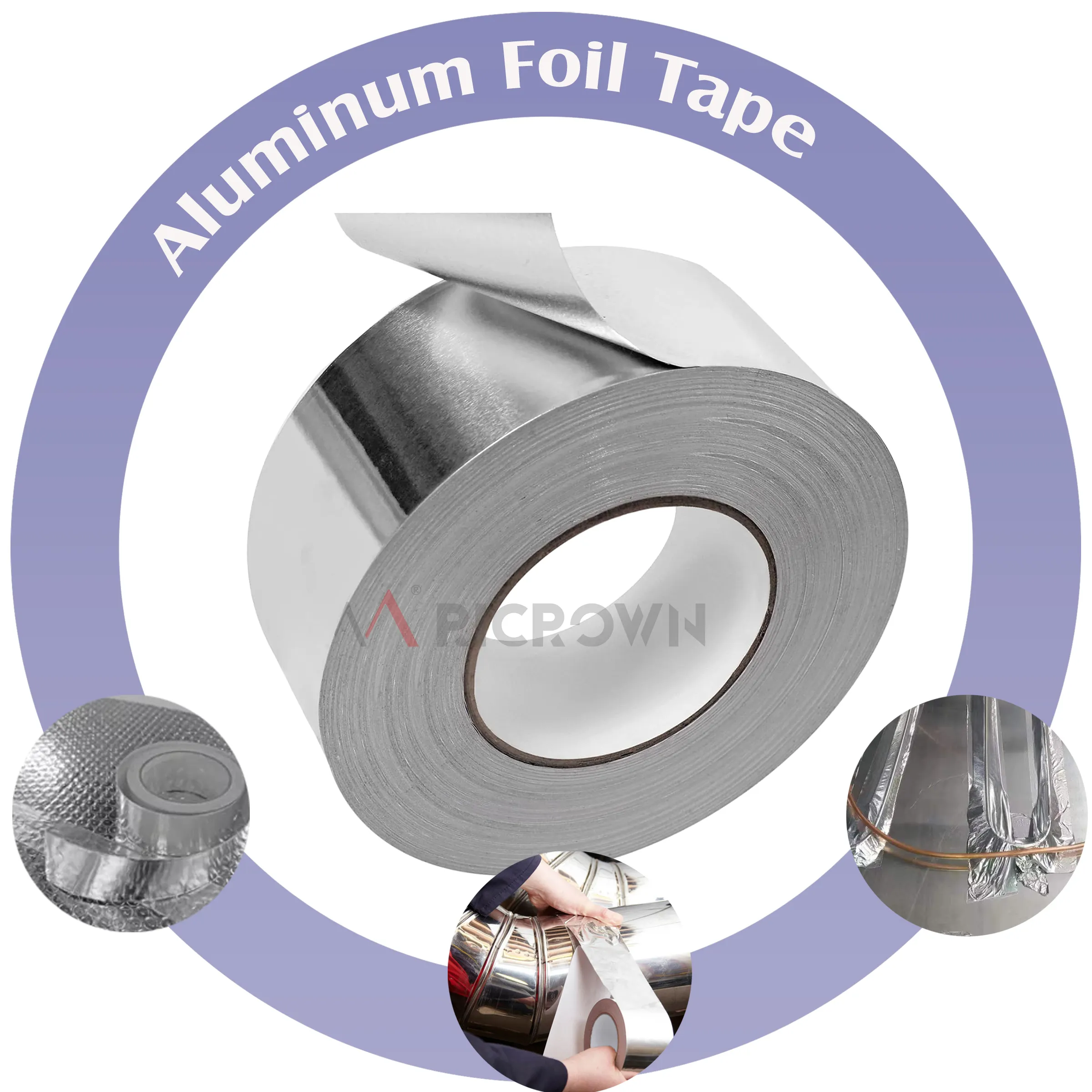 Vente directe d'usine ruban adhésif de papier d'aluminium rouleaux jumbo de ruban de papier d'aluminium haute viscosité pour la Protection de canalisation de chauffage