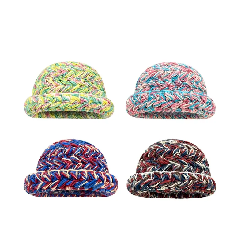 Kış sıcak tığ kova şapka el yapımı Cloche Cap örgü şapka kasketleri
