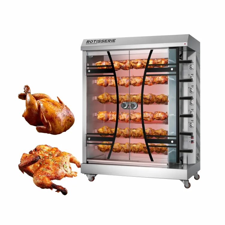 Macchina elettrica commerciale dello scaffale della griglia rotante della carne del girarrosto del pollo arabo del Gas dell'acciaio inossidabile spazzolato serie KTQ per il ristorante