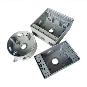 2-gang Vuông Thời Tiết Ổ cắm hộp ren ổ cắm hộp nhôm Die Cast bao vây màu xám điện Kim loại hộp - Product Image 3