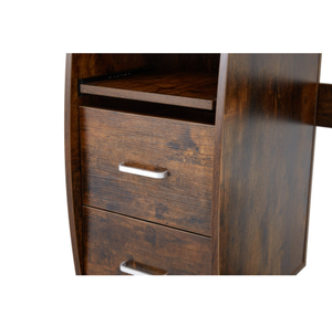 Escritorio de ordenador de madera clásico con muchos cajones Mesa móvil con ruedas - Product Image 3