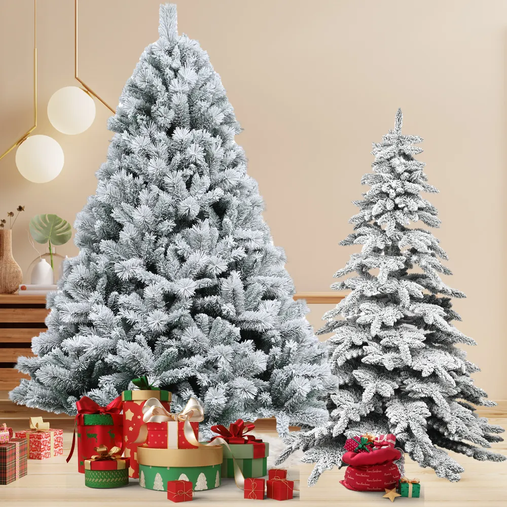 Duoyou personalizado hecho a mano de lujo Premium interior Navidad nevando flocado decoración árbol de Navidad Artificial