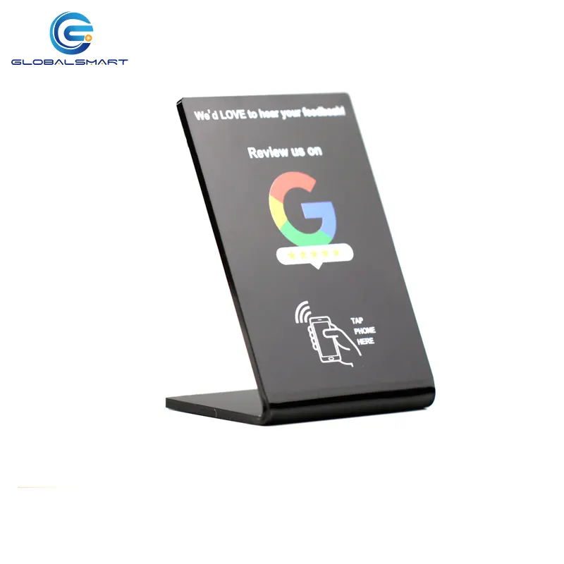 Acryl Google-Überprüfung NFC-Ständer-Vorlage Geschäftsbewertungen intelligenter NFC-Tischständer für Restaurant NFC-Ständer