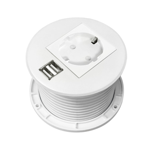 Ojal de enchufe de escritorio redondo integrado con enchufe de 1AC y cargador de 2USB 20W PD carga rápida muebles enchufes de mesa - Product Image 1