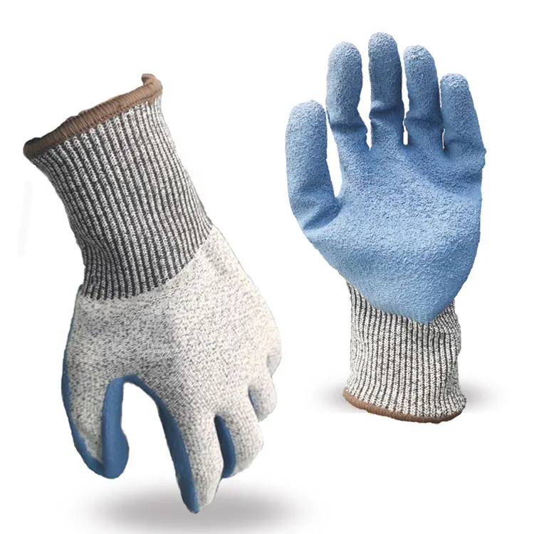HPPE-guantes de látex anticortes para trabajo de seguridad, de fábrica, resistentes al corte, recubiertos