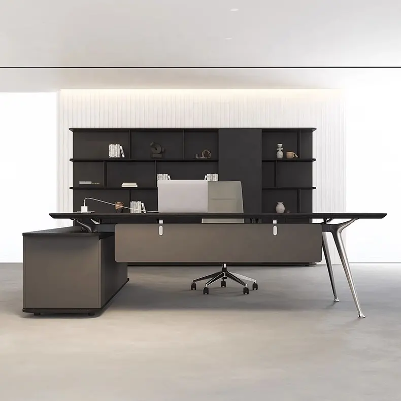 Mobilier moderne de luxe pour bureau de direction Bureau en L Table de bureau pour directeur, patron exécutif, PDG