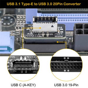 Chiave di presa del pannello anteriore 3.1 USB-A Type-E A USB 3.0 20 pin adattatore convertitore di intestazione scheda madre 20 pin 19pin connettore verticale - Product Image 4