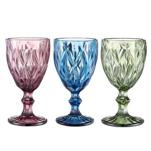 Avrupa klasik tarzı kabartmalı cam kırmızı şarap şişesi kalınlaşmış düğün kadeh fabrika toptan renkli Retro tasarım - Product Image 4