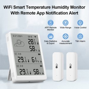 2025 Barato Novo Tuya WiFi Inteligente Temperatura e Umidade Monitor Com Dois Alerta De Notificação Sensor Extra