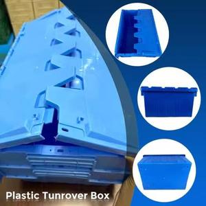 Contenedor de almacenamiento plegable de plástico PP reutilizable azul Tapa plegable Caja logística de rotación reciclable Caja de madera apilable - Product Image 6