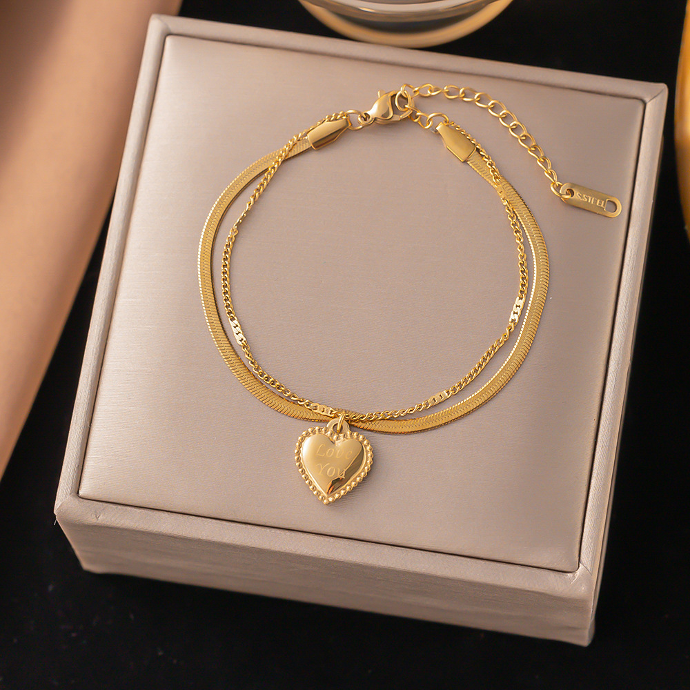 Or B5007 Lettre Amour Double Chaîne