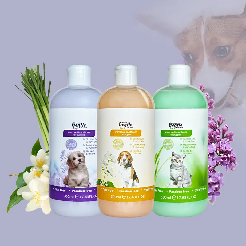500ml Natural Organic Relieving Dry Itchy Skin Pet Cat Dog Cleaning Grooming 2 in1 Shampoo And Conditioner