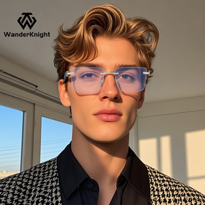 Maßgefertigte Logo-Marken-Designer-Brillengestelle aus Holz, Luxuriöse Herren-Brillenfassungen ohne Rand mit Flexiblen Bügeln und Klaren Gläsern - Product Image 4