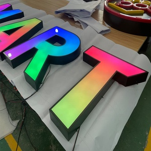 定制商用3D标志字母RGB颜色变化商务办公楼发光二极管咖啡标志
