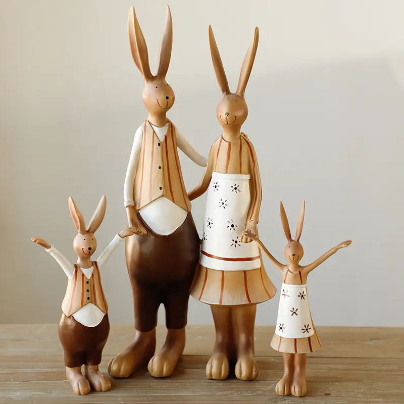 Conejo caliente una familia de cuatro accesorios para el hogar americano sala de estar Oficina resina conejo artes y artesanías regalos creativos al por mayor
