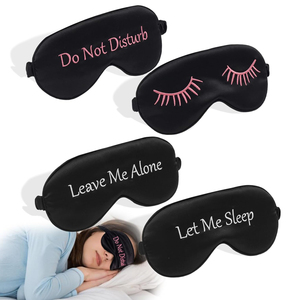 ソフト模倣シルク睡眠シェードカバー目隠し付き弾性ストラップトラベル昼寝ブラックアウト刺繍ロゴ睡眠用アイマスク - Product Image 1