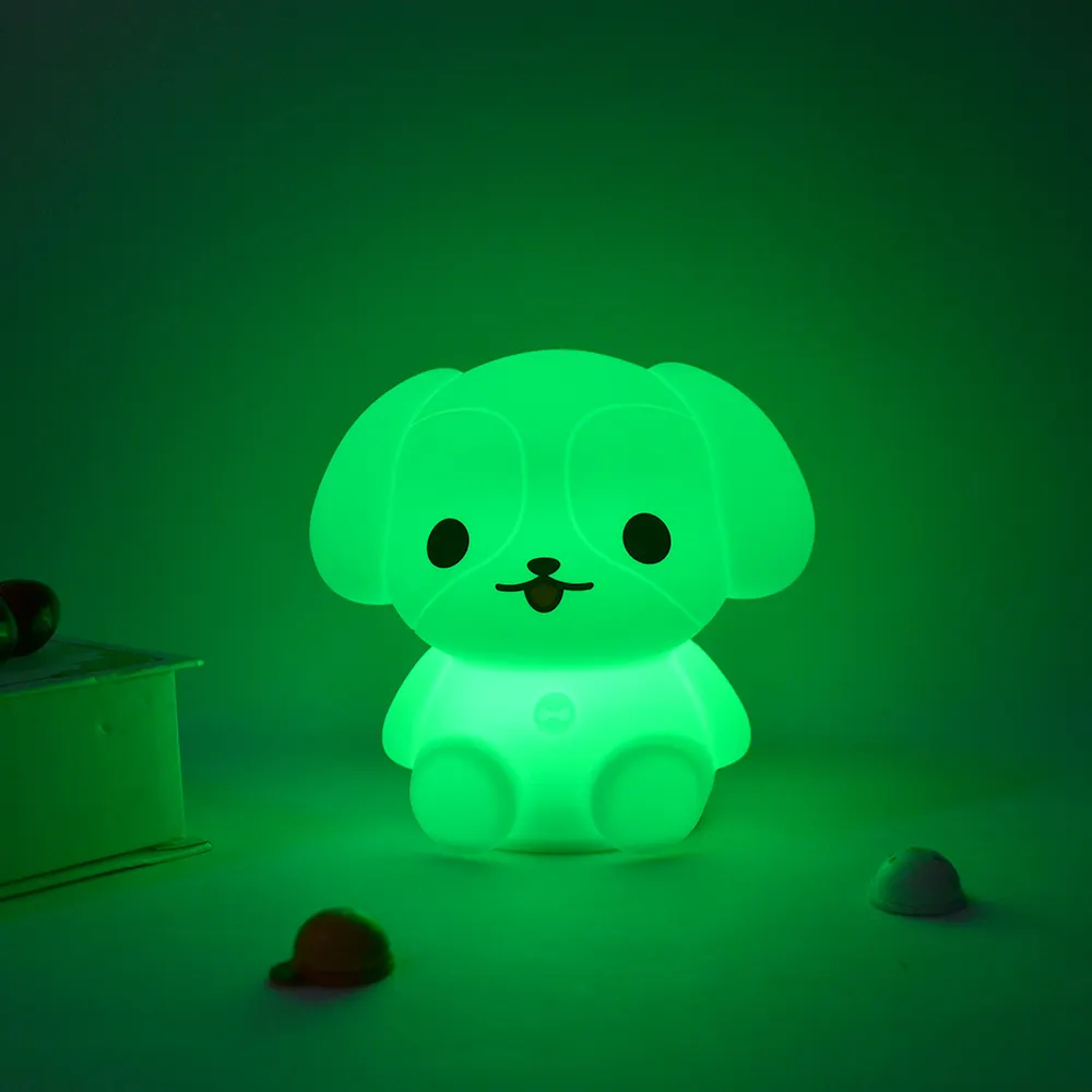 Personalizado suave silicona Animal forma niños recargable regulable dormitorio esquina RGB LED Mini perro lámpara de noche